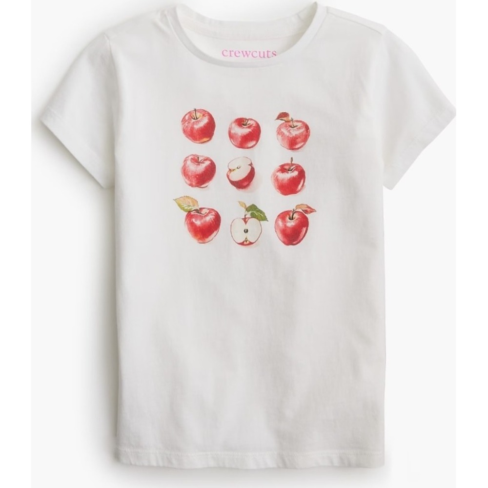 Crewcuts‎ Kids XL 12-14 White Apple Print T Shirt Cotton NWT $40